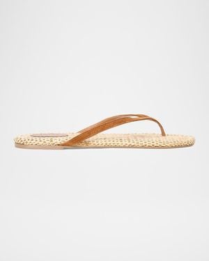 STAUD Freja Suede Thong Sandals - White