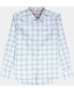 Robert Graham Runnymede Geometric Stretch-Cotton Shirt - Blue
