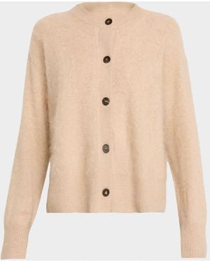 Lafayette 148 New York Button-Down Brushed Cashmere Cardigan - Natural