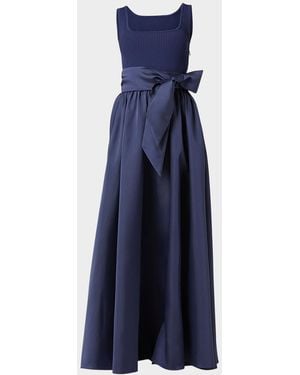 Shoshanna Mercer Two-Tone Mixed Media Gown - Blue