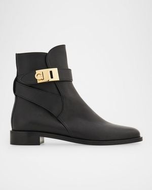 Ferragamo Zanira Leather Ankle Boots - Black