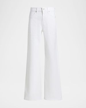 Veronica Beard Crosbie High-Rise Wide-Leg Jeans - White
