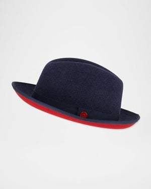 Keith James King-Brim Wool Fedora Hat - Blue
