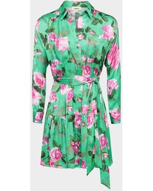 L'Agence Virlen Tiered Shirtdress - Green