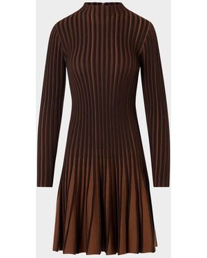 Akris Punto Pleated Wool Dress - Brown