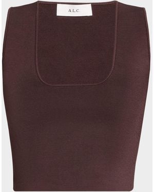A.L.C. Sera Square-Neck Crop Top - Brown