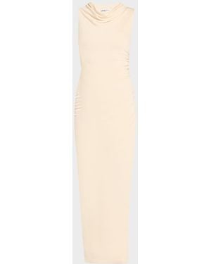 Anna Quan Amali Draped Cowl-Neck Jersey Dress - White