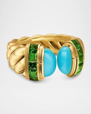 David Yurman Sculpted Cable Open Cocktail Ring With And Tsavorites - Blue