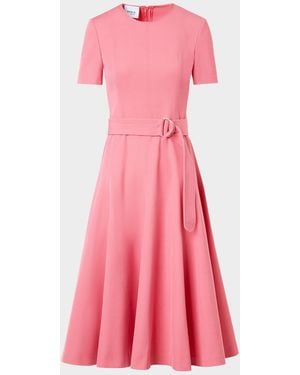 Akris Punto Cotton-Wool Belted Midi Dress - Pink