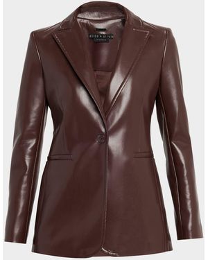 Alice + Olivia Breann Vegan Leather Longline Blazer - Brown