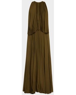 Brandon Maxwell The Hallett Pleated Two-Tiered Dress - Green