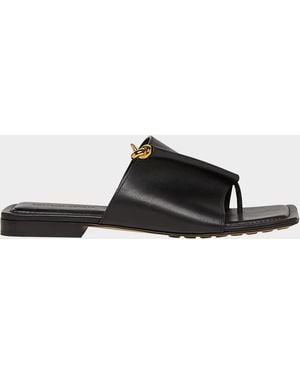 Bottega Veneta Leather Knot Flat Sandals - Black