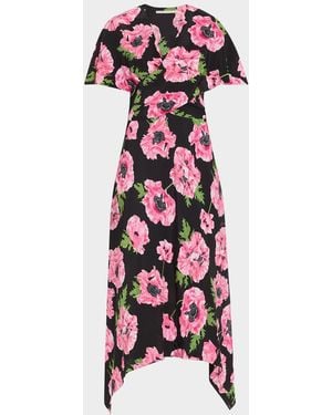 Stella McCartney Floral Print Asymmetric Midi Dress - White