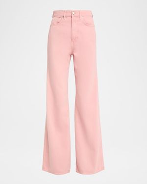 Veronica Beard Taylor High-Rise Wide-Leg Jeans - Pink