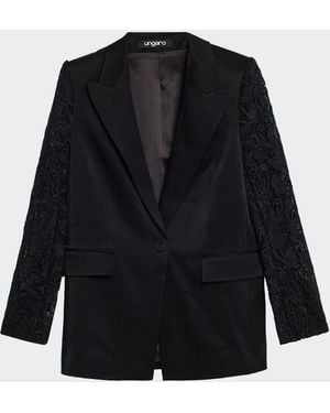 Emanuel Ungaro Georgie Lace-Sleeve Jacket - Black