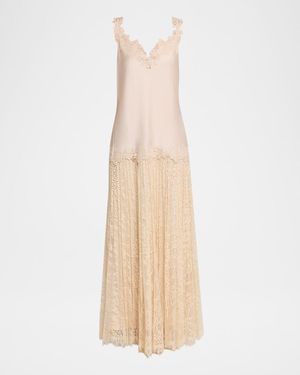 Kobi Halperin Grazia Sleeveless Mixed Media Maxi Dress - Natural