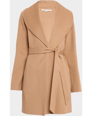 Sofiacashmere Double-Face Cashmere & Wool Wrap Coat - Natural