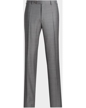 Canali Apos;S Denim-Effect Wool Straight Leg Pants - Gray