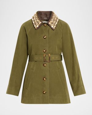 Veronica Beard Langham Dickey Coat With Removable Collar - Green