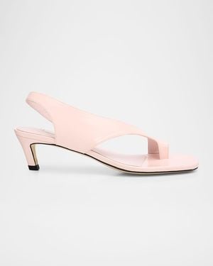 TOTEME Leather Kitten-Heel Thong Sandals - Pink