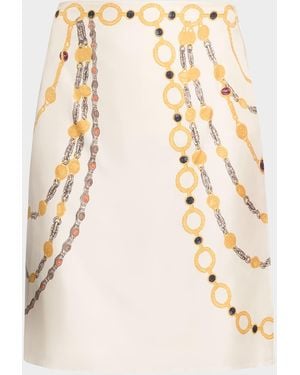 Versace Printed Silk Twill Pencil Skirt - Natural