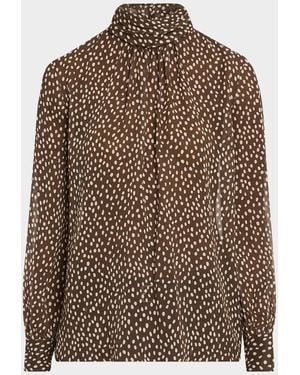 Nili Lotan Remie Polka-Dot Blouse - Brown