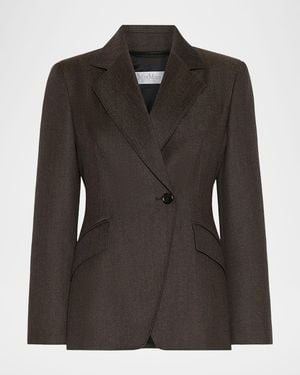 Max Mara Double-Breasted Wool-Blend Jacket - Black