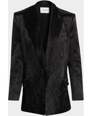 FFORME Winslow Double-Breasted Crinkle Metallic Cotton Jacket - Black