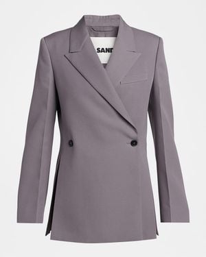 Jil Sander Side Slits Double-Breasted Blazer Jacket - Purple