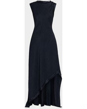 Jason Wu High-Neck Washed Twill Asymmetric Dress - Blue