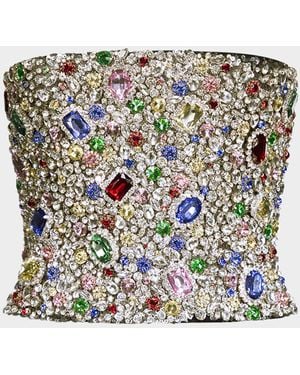 Area Crystal Gemstone Bustier Top - Metallic