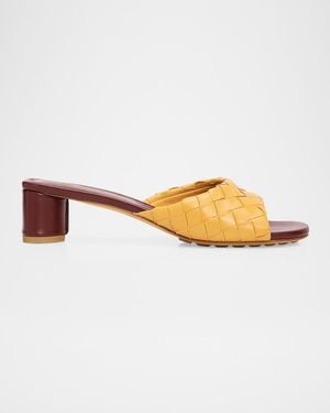 Bottega Veneta Livia 40Mm Leather Mules - Metallic