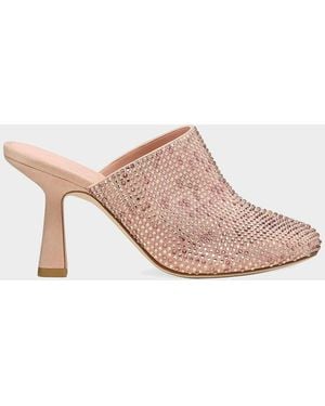 Stuart Weitzman 85Mm Talia Shine Suede Mules - Pink
