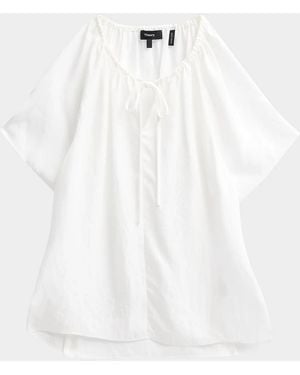 Theory Draped Front-Tie Blouse - White