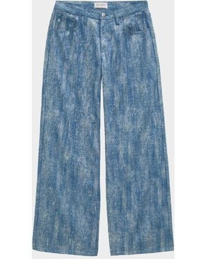 AG Jeans Stella Low-Rise Wide Embellished Jeans - Blue