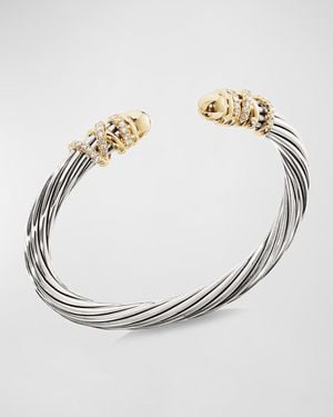 David Yurman Helena Bracelet With Diamonds & Domed Ends - Metallic