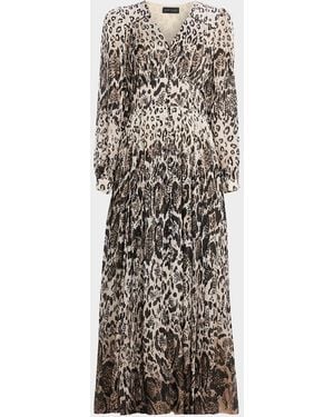 Tahari The Alba Metallic Animal-Print Silk Midi Dress - Multicolor