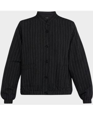 Eileen Fisher Striped Button-Front Jacket - Black