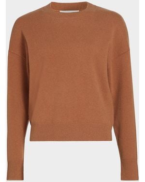 Yves Salomon Crewneck Wool-Blend Sweater - Brown