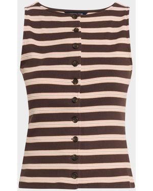 Veronica Beard Uma Stripe Rib-Knit Vest - Multicolor