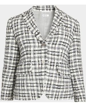 Thom Browne High Armhole Tweed Single-Breasted Sport Coat - White