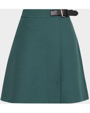 Dice Kayek Buckle Pleated Mini Wrap Skirt - Green