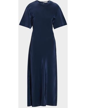 FFORME Seren Liquid Taffeta Maxi T-Shirt Dress - Blue
