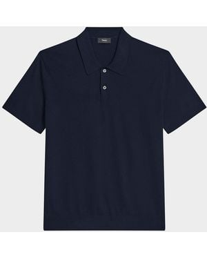 Theory Apos;S Soris Viscose Knit Polo Shirt - Blue