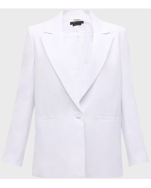 Alice + Olivia Denny Notch-Collar Boyfriend Blazer - White