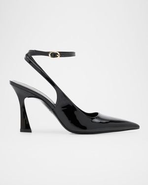 Stuart Weitzman Vinnie Patent Leather Ankle-Strap Pumps - White