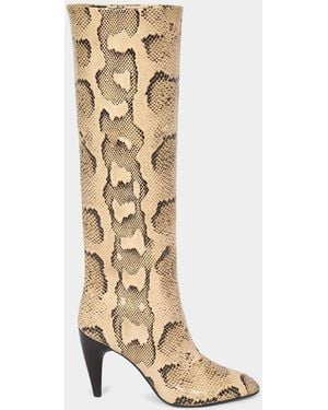 Isabel Marant Jany 90Mm Snakeskin-Embossed Leather Boots - White