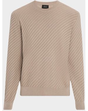 Brioni Basketweave Crew Sweater - Green
