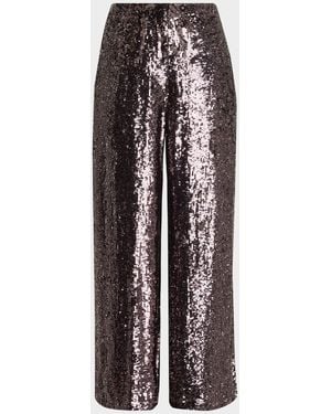 Twp Adieu For Now Sequined Wide-Leg Pants - Brown