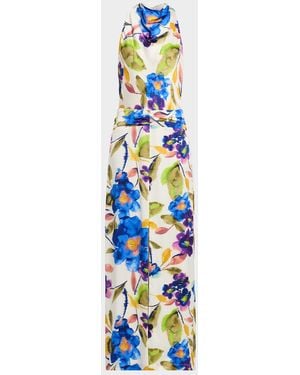Ramy Brook Charmayne Floral-Print Cowl Maxi Dress - Blue